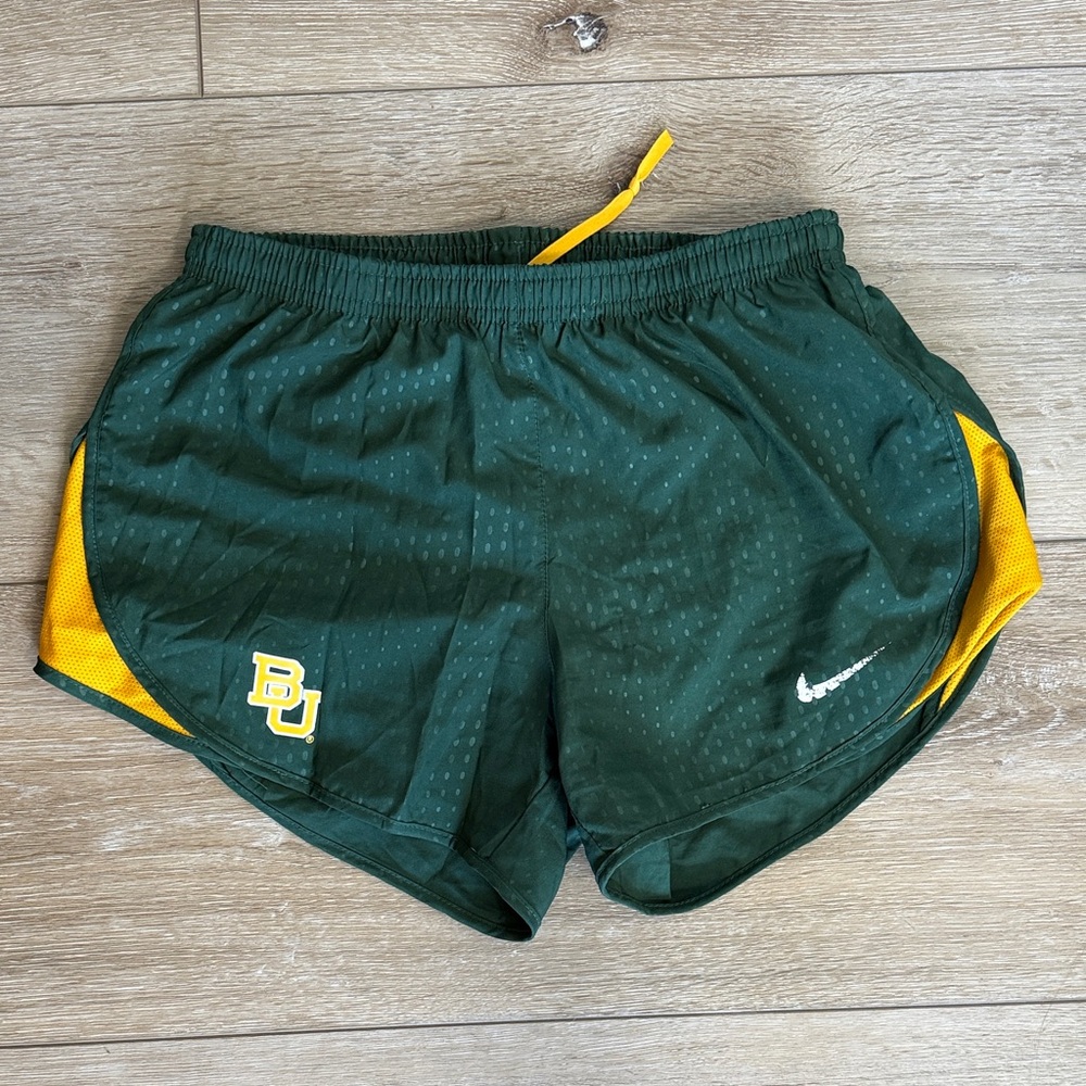 Nike Baylor Women's Green and Yellow Athletic Shorts